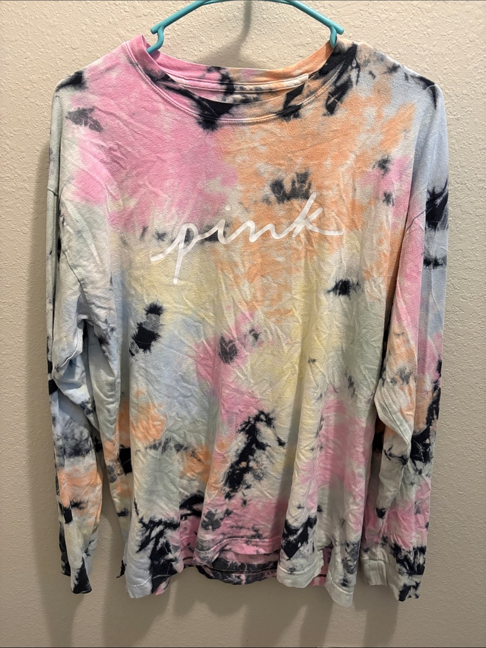 PINK Victoria's Secret Tie-Dye Long Sleeve Tee - Pastel Multi